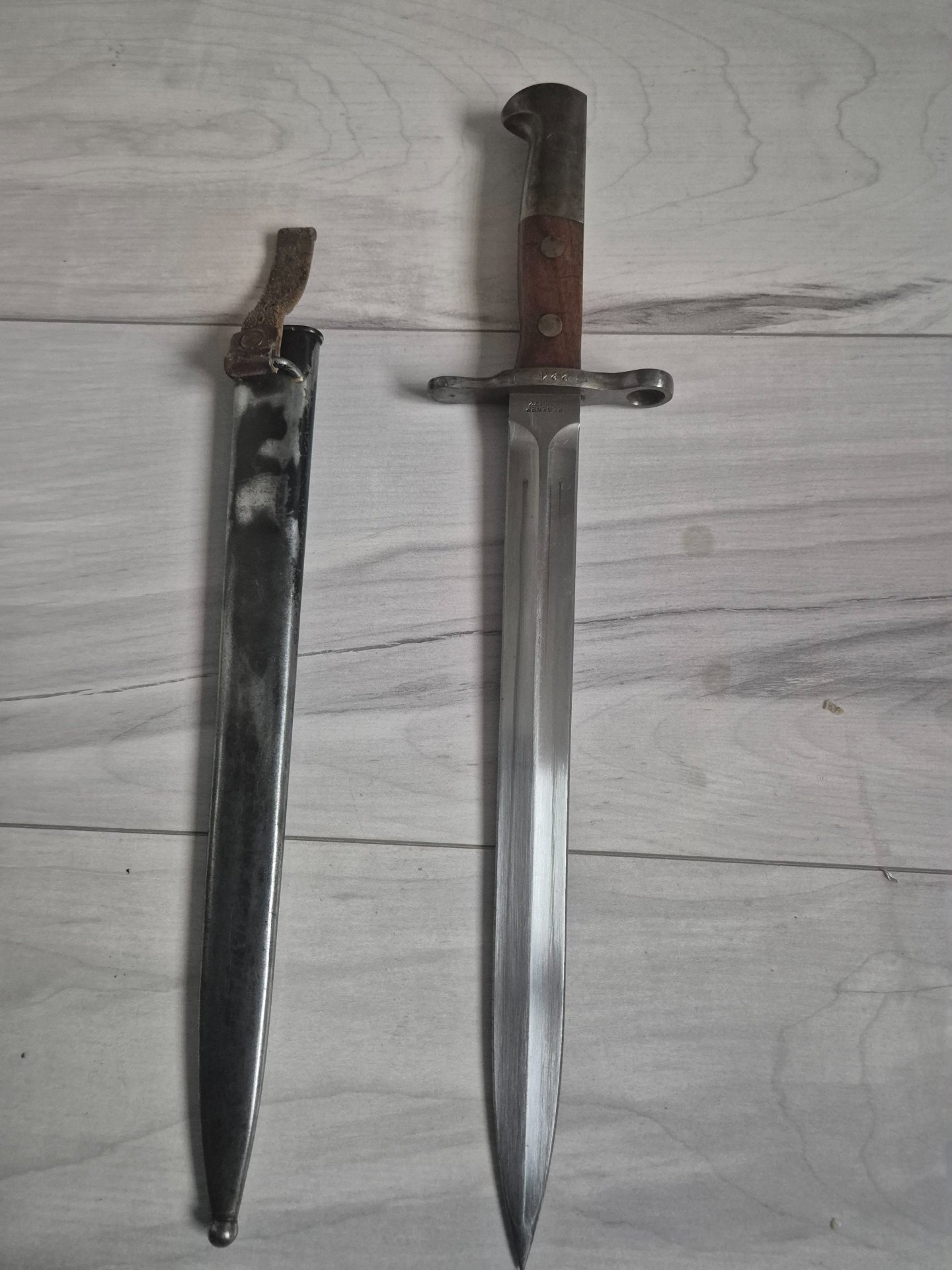 Schweizer Seitengewehr- Modell 1911 - dreistellige Seriennr. - Elsener Schwyz – Bild 1