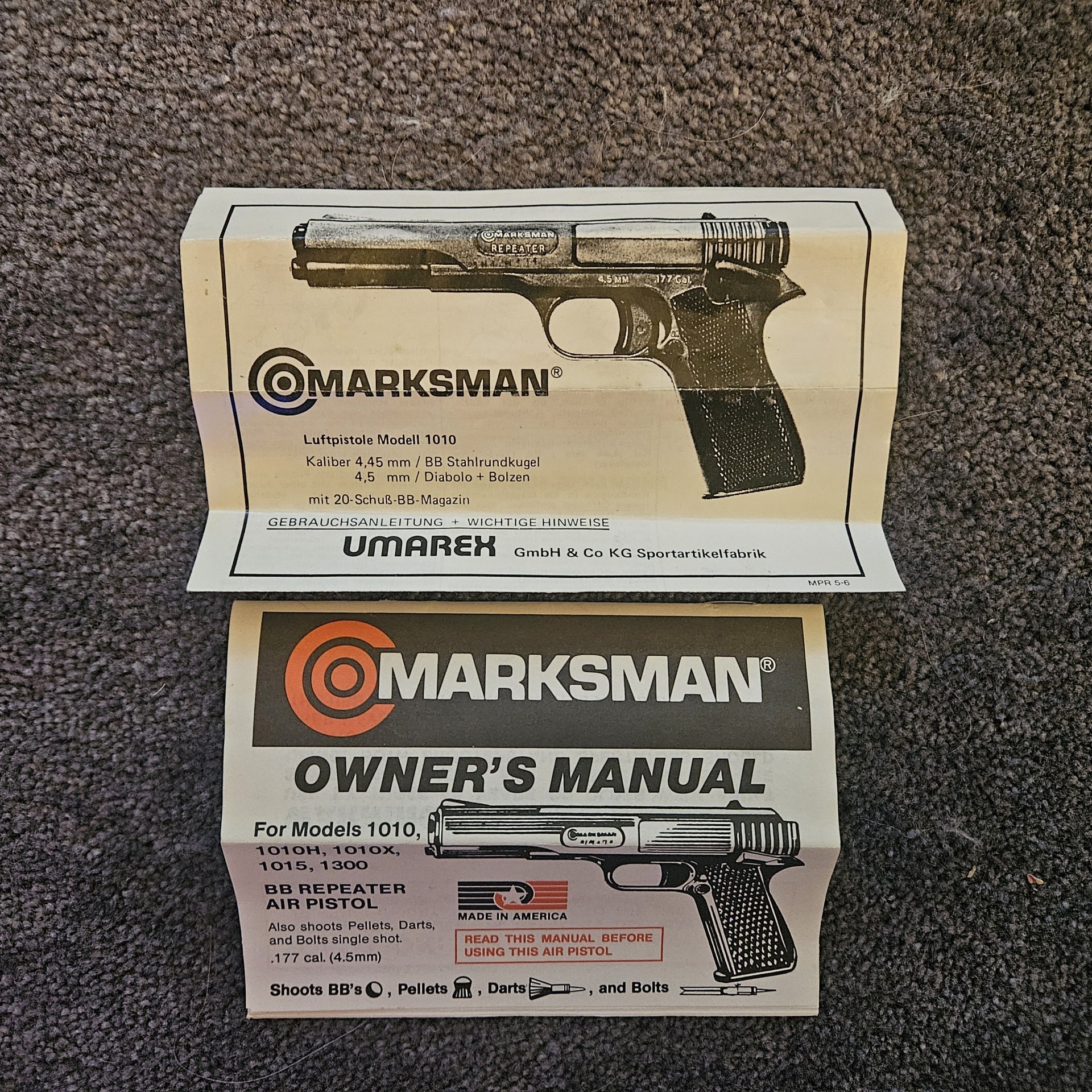 Marksman 1010 Luftpistole 4,5mm/BB – Sammlerzustand von 1993! OVP-Anleitungen, Rechnung,DDR-Munition – Bild 5