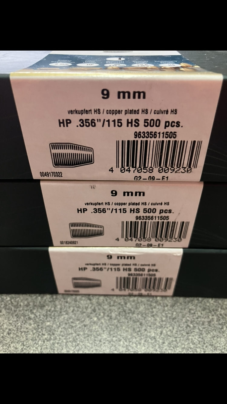 H&n Geschosse 9mm 1500 Stück 115 grs HS HP – Bild 2