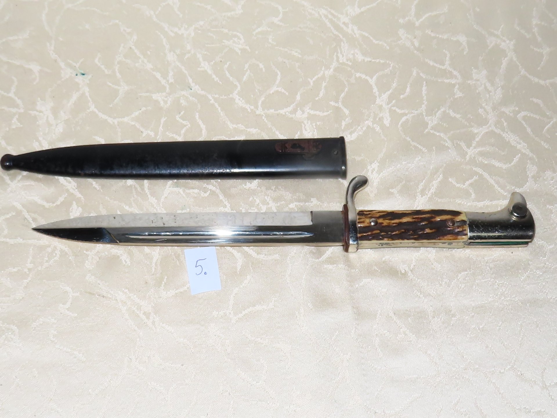 Bajonett Extra Seitengewehr mit Hirschhorngriff Gebirgsjäger Deutsch 2 WK Eickhorn Solingen! N5 – Bild 1