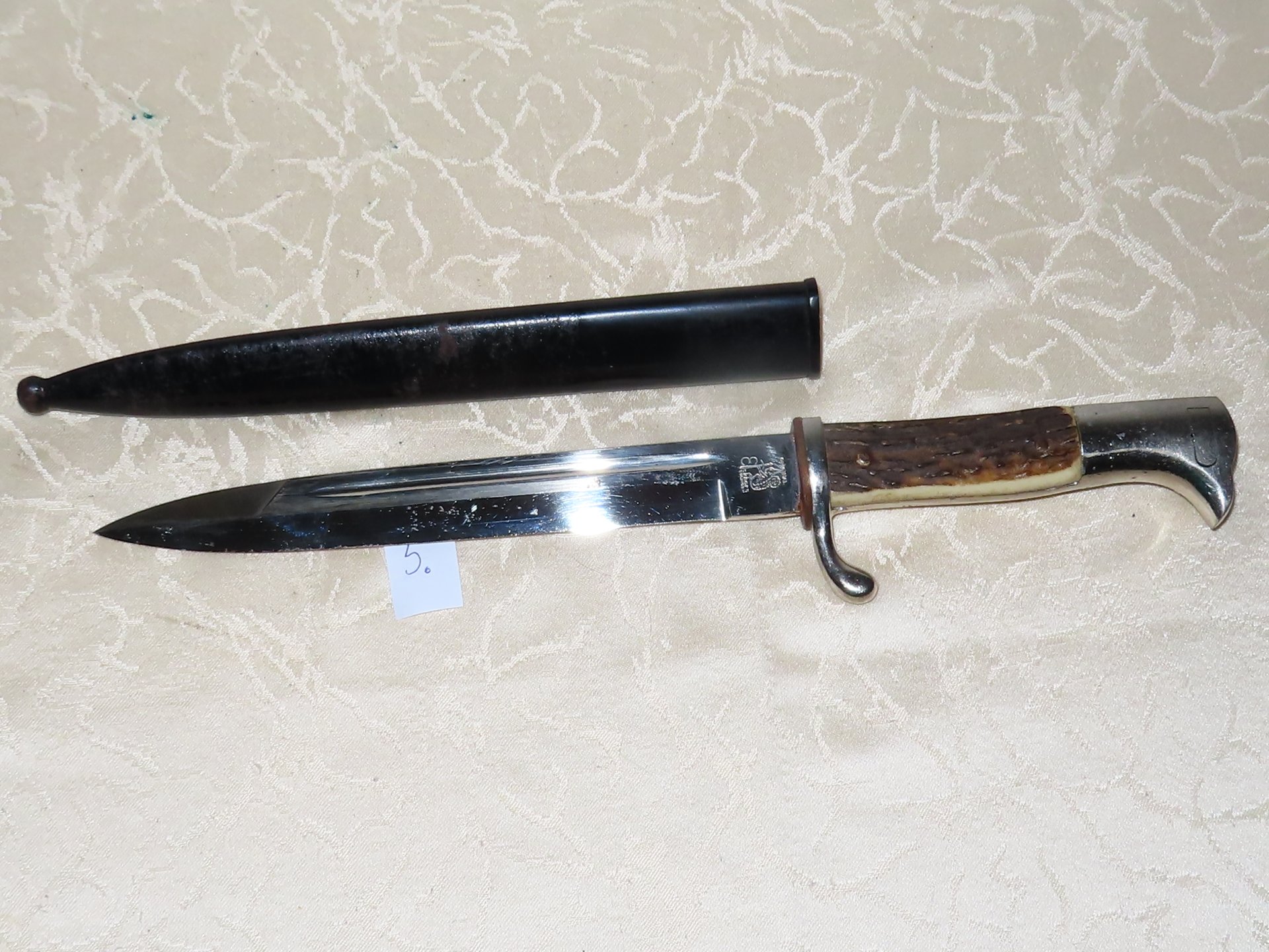 Bajonett Extra Seitengewehr mit Hirschhorngriff Gebirgsjäger Deutsch 2 WK Eickhorn Solingen! N5 – Bild 4