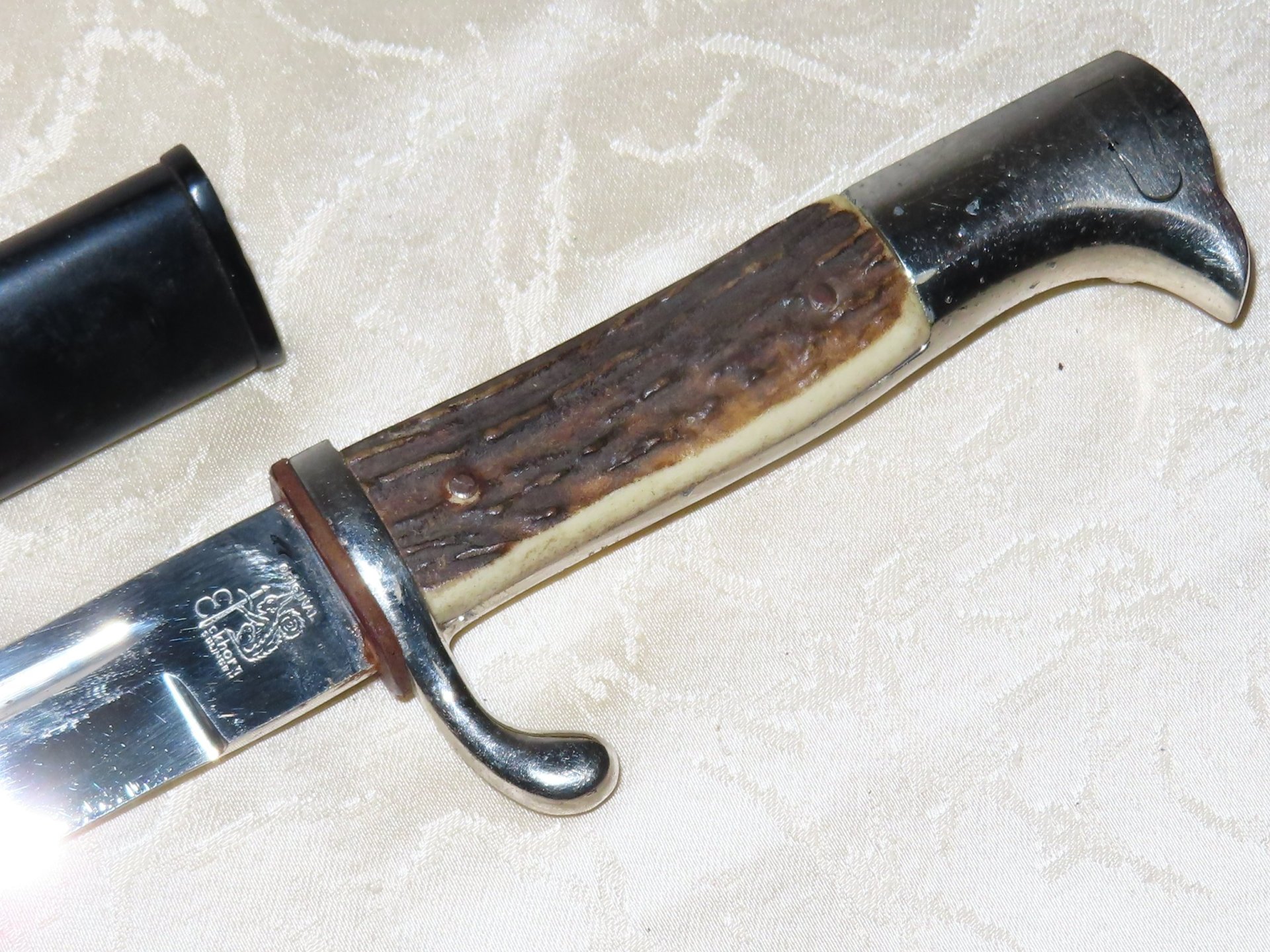 Bajonett Extra Seitengewehr mit Hirschhorngriff Gebirgsjäger Deutsch 2 WK Eickhorn Solingen! N5 – Bild 5