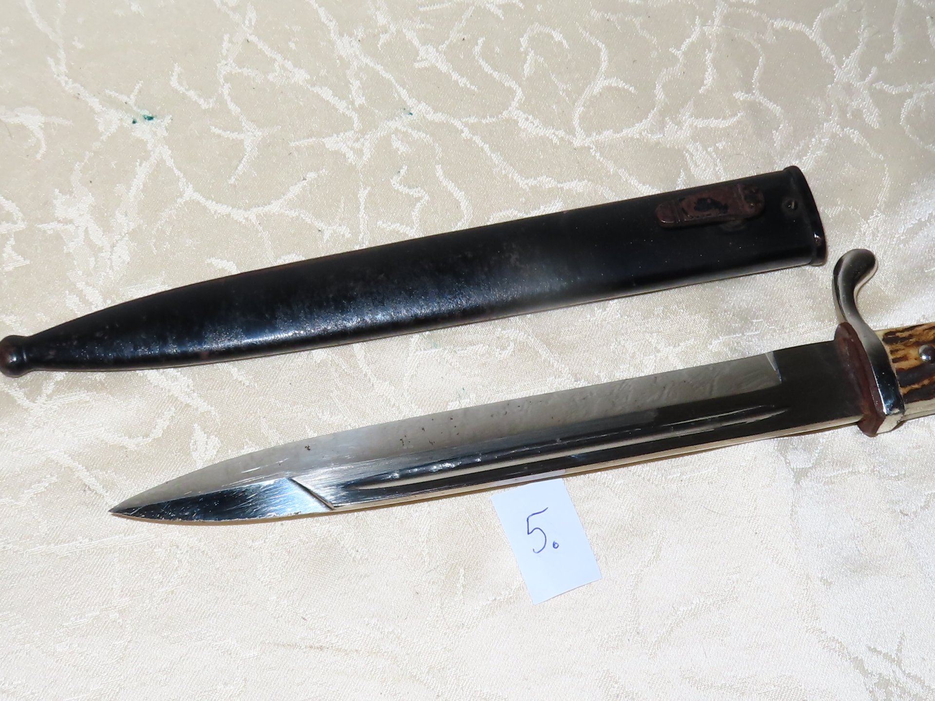 Bajonett Extra Seitengewehr mit Hirschhorngriff Gebirgsjäger Deutsch 2 WK Eickhorn Solingen! N5 – Bild 2
