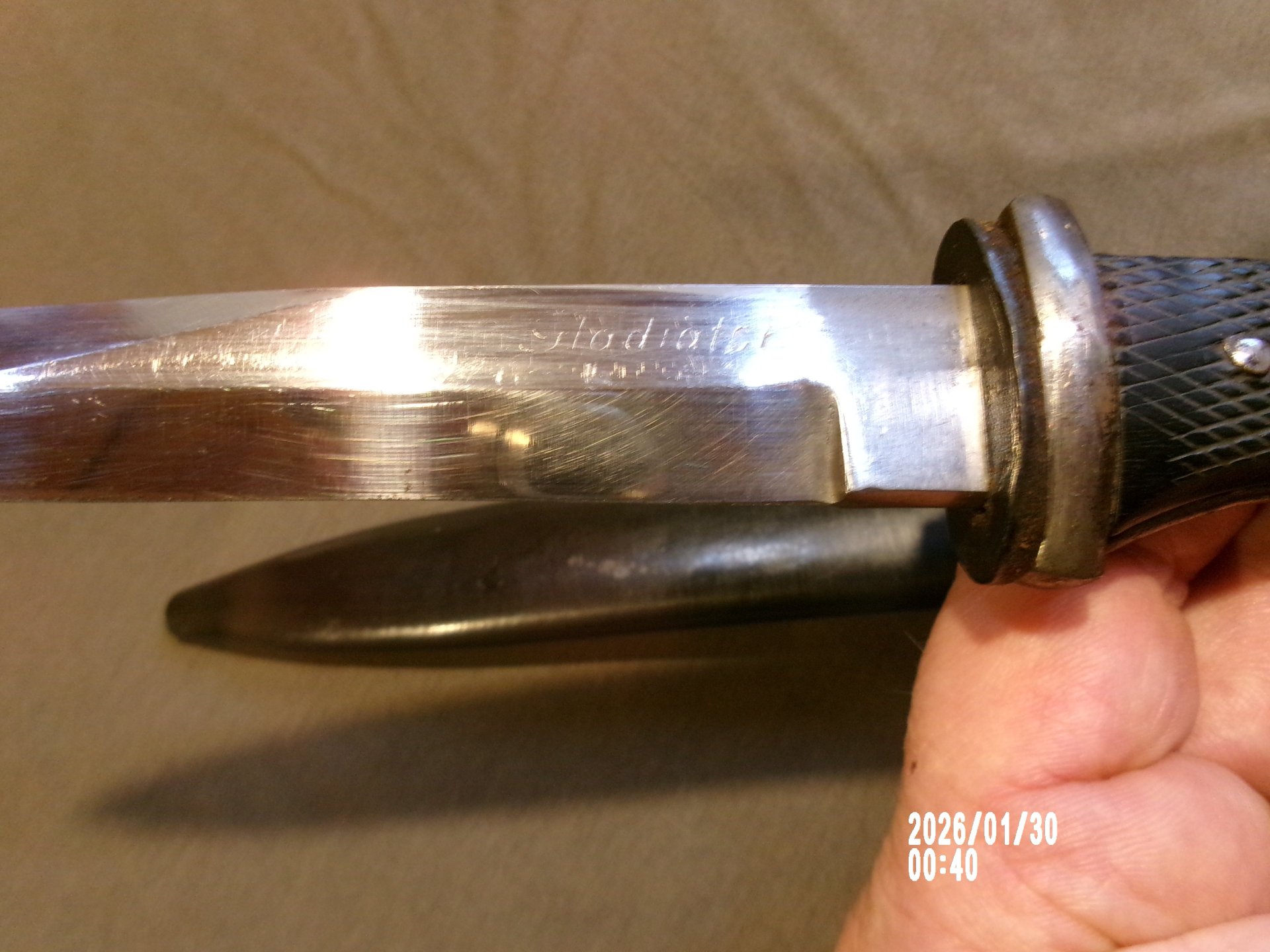 seltener Ganzmetall Grabendolch, Gladiator, Kampfmesser 1 WK, Übergangszeit – Bild 5
