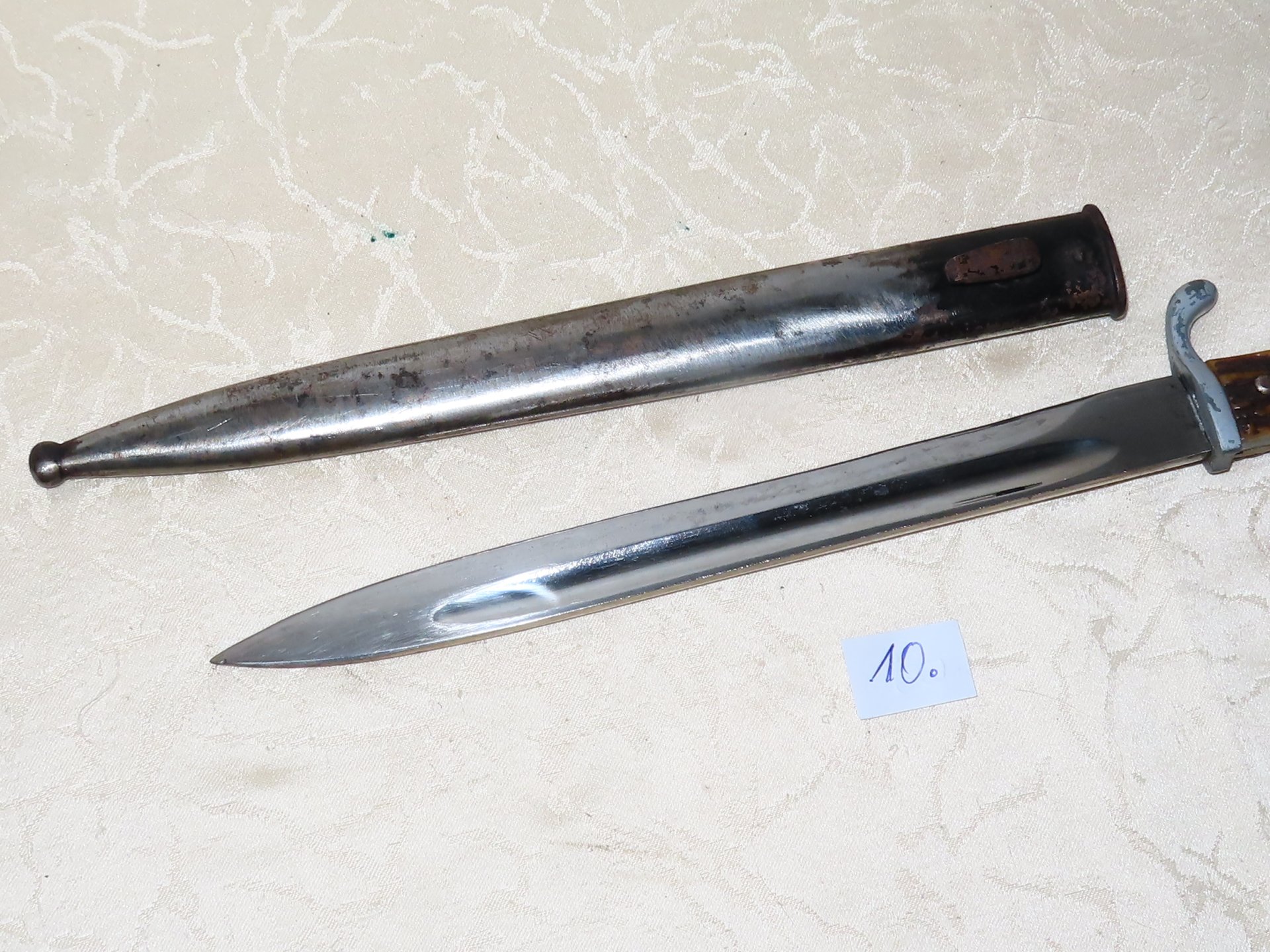 Bajonett Extra Seitengewehr Gebirgsjäger mit Hirschhorngriff Deutsch 2 WK, Eickhorn Solingen N10 – Bild 2