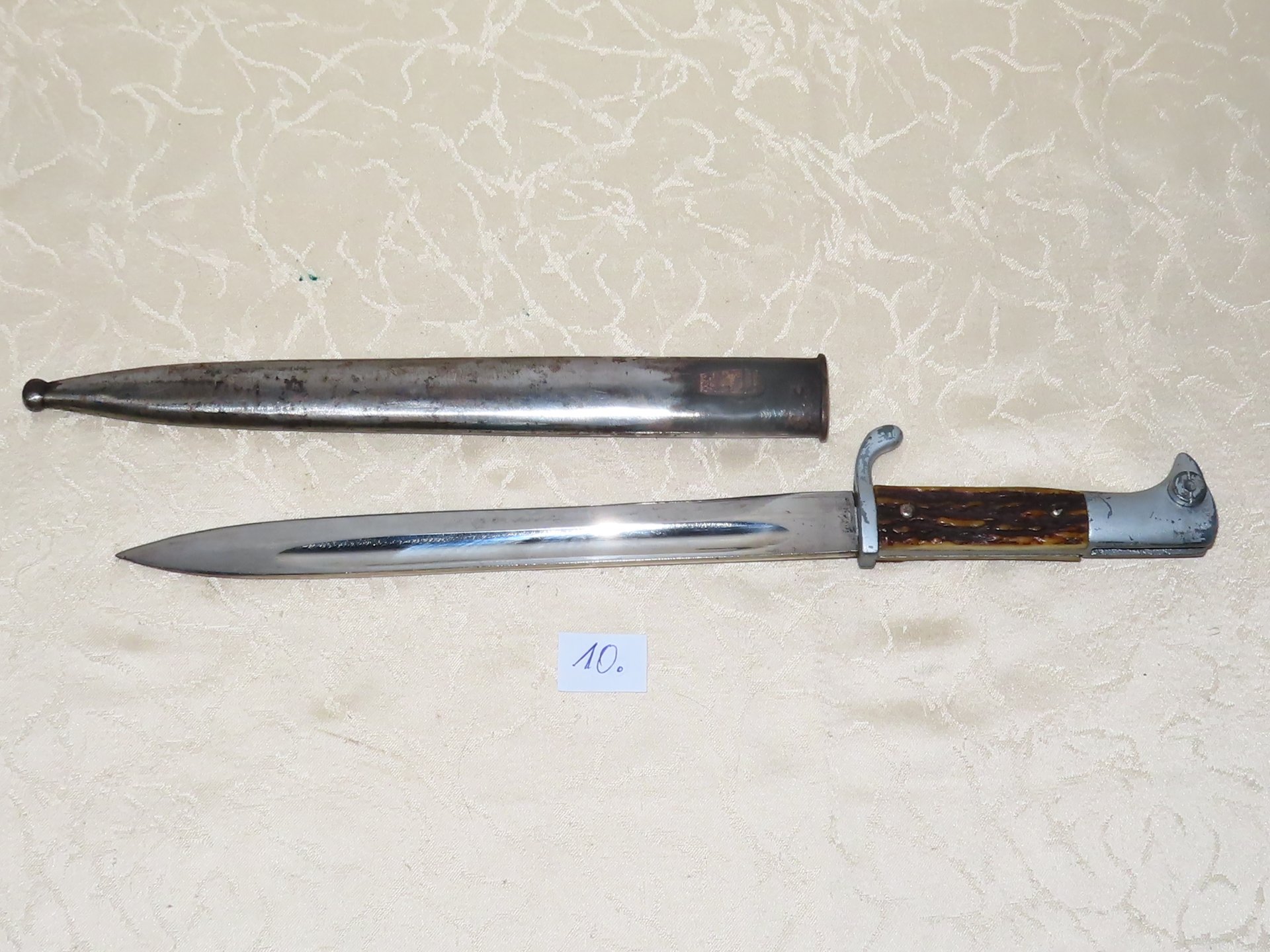 Bajonett Extra Seitengewehr Gebirgsjäger mit Hirschhorngriff Deutsch 2 WK, Eickhorn Solingen N10 – Bild 1