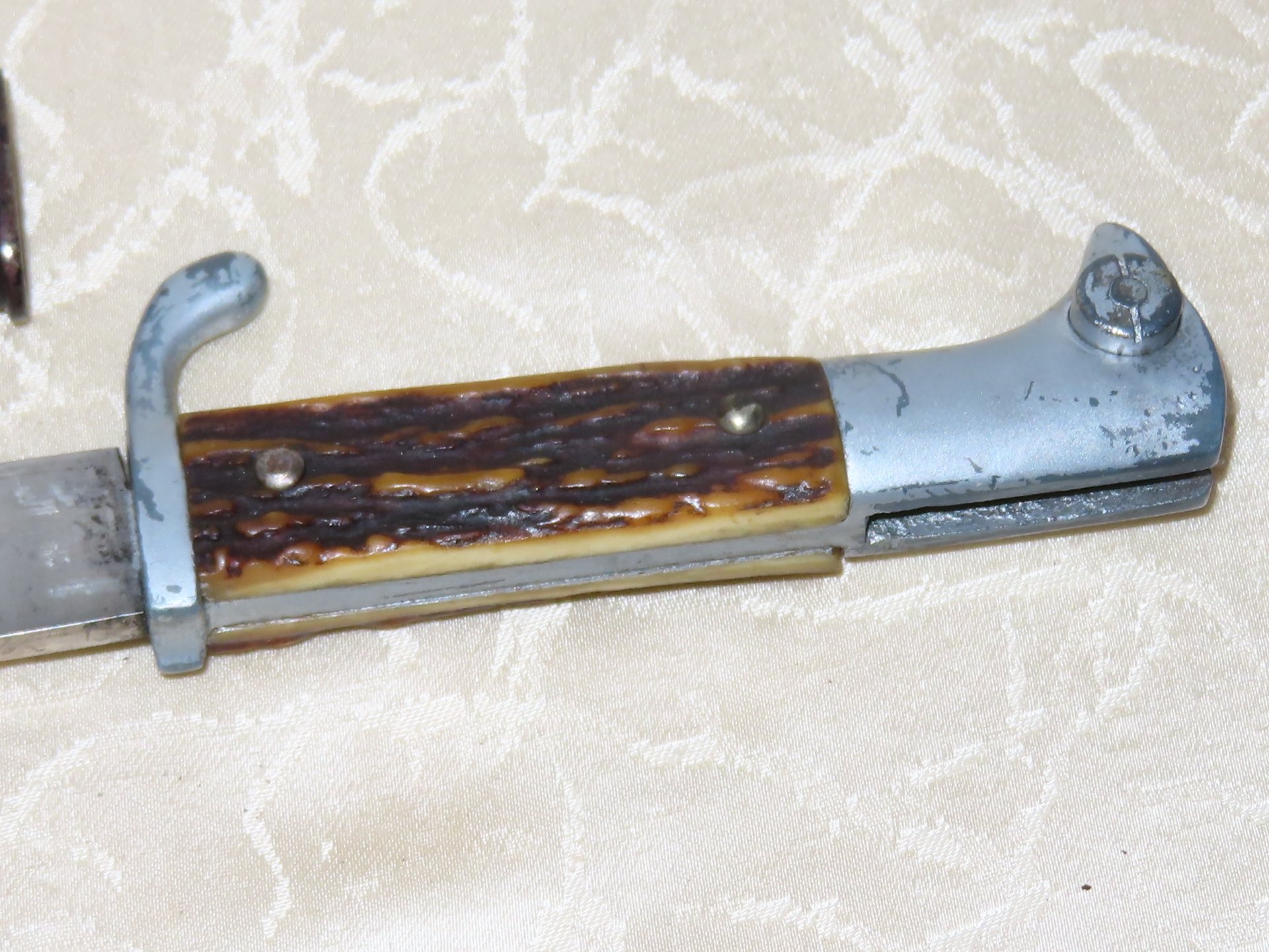 Bajonett Extra Seitengewehr Gebirgsjäger mit Hirschhorngriff Deutsch 2 WK, Eickhorn Solingen N10 – Bild 3