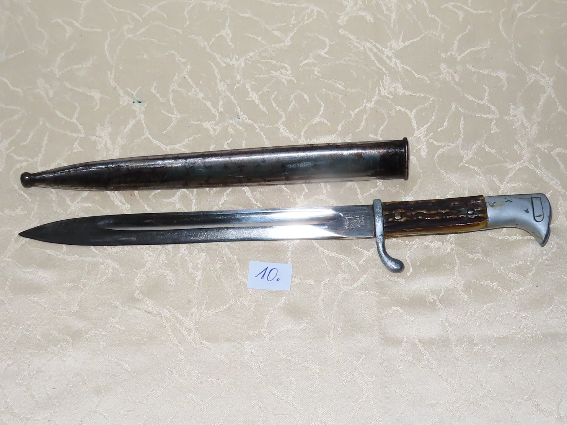Bajonett Extra Seitengewehr Gebirgsjäger mit Hirschhorngriff Deutsch 2 WK, Eickhorn Solingen N10 – Bild 5