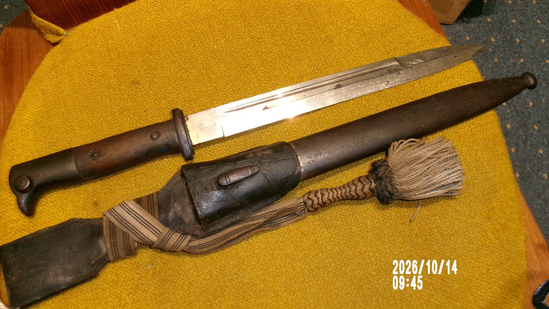 1WK seltenes Extra Seitengewehr mit Koppelschuh und Portepee, Pionier ?Ausgehbajonett Bajonett – Bild 5