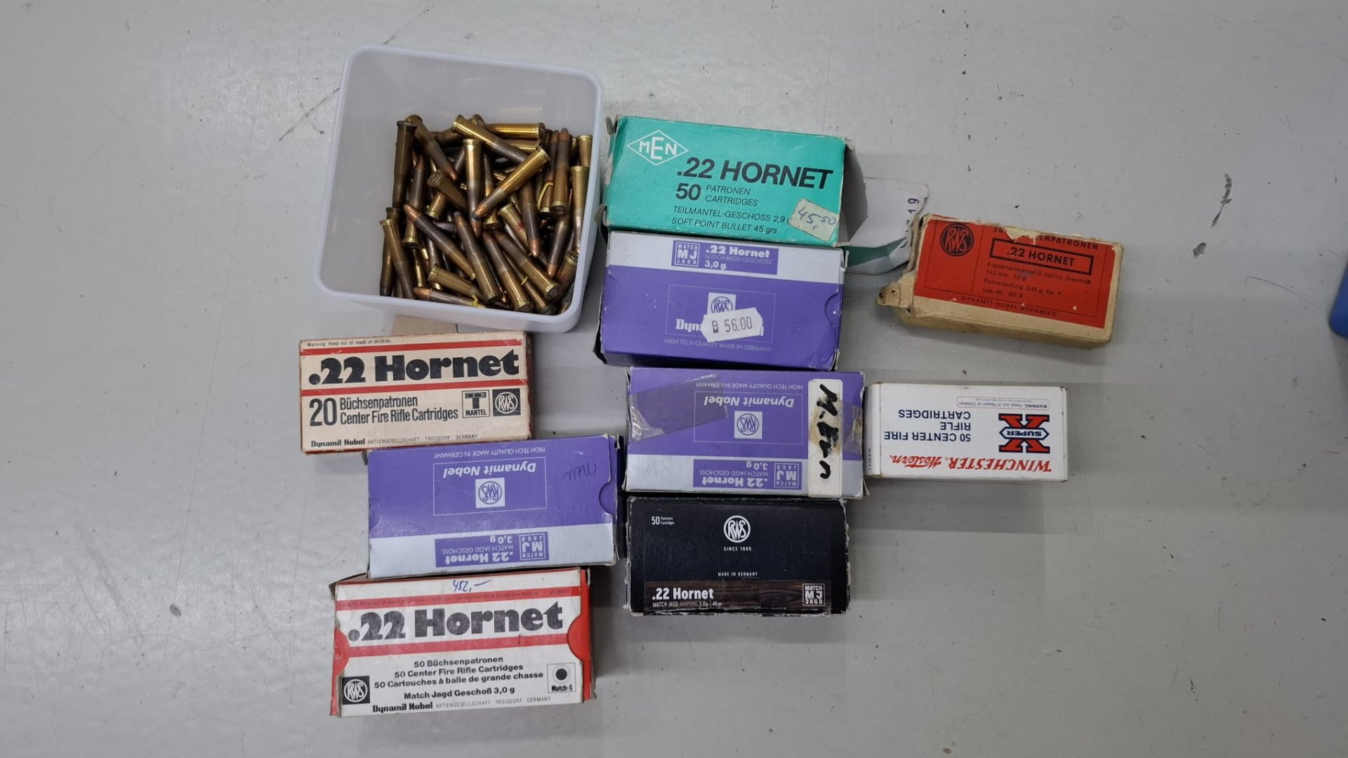 Munition Konvolut .22 Hornet RWS Norma Match 300 Schuss – Bild 1