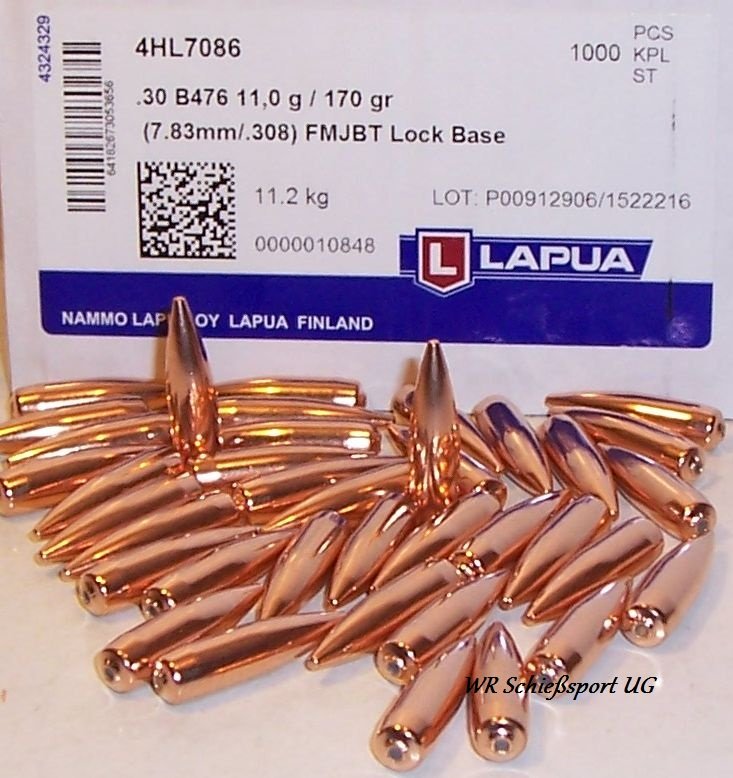100St. LAPUA Geschosse .30(.308Dia.) - 170 - LOCK BASE -VM-BT - #B476 – Bild 1
