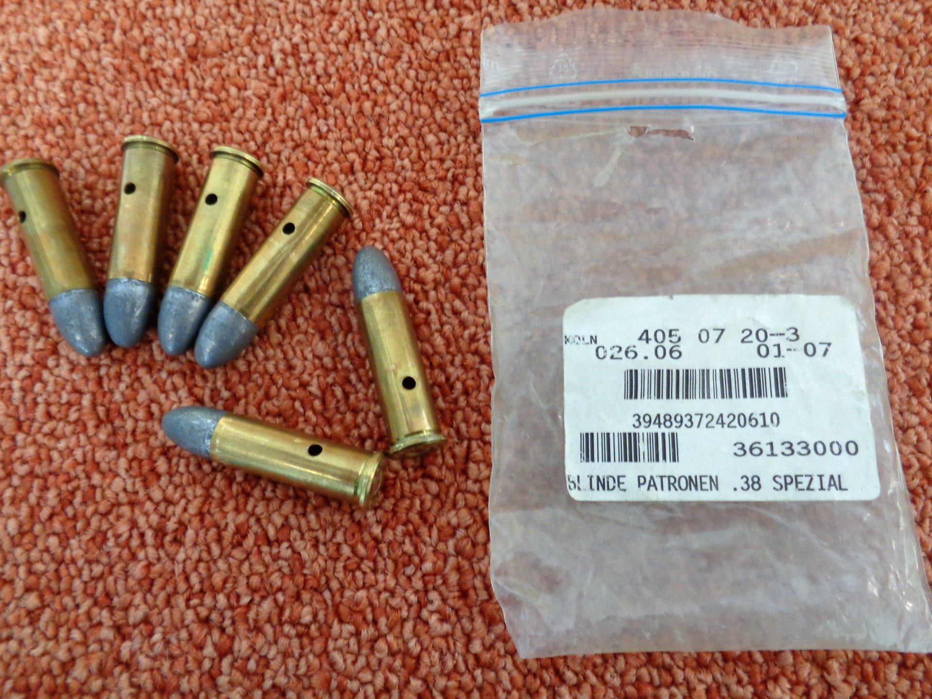.38 SPL Deko- Muntion Blei RK, Set mit 6 St. Unbenutzt, Top- Zustand – Bild 1