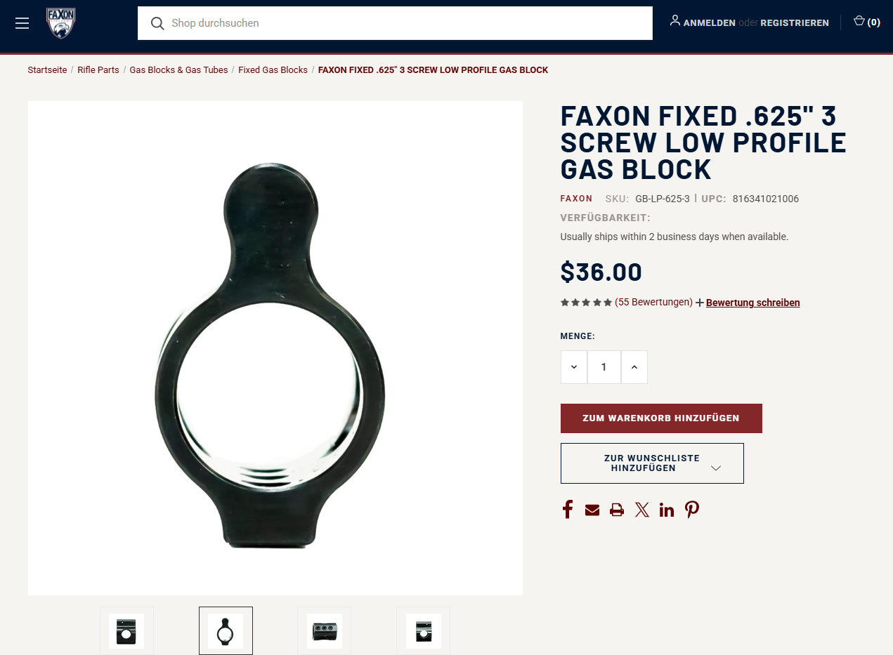 Faxon LOW PROFILE GAS BLOCK – Bild 1
