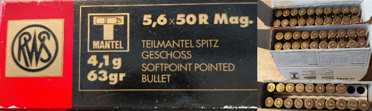 58 Stk. 5,6x50 R Mag von RWS 1x abgeschossen zum Wiederladen – Bild 1
