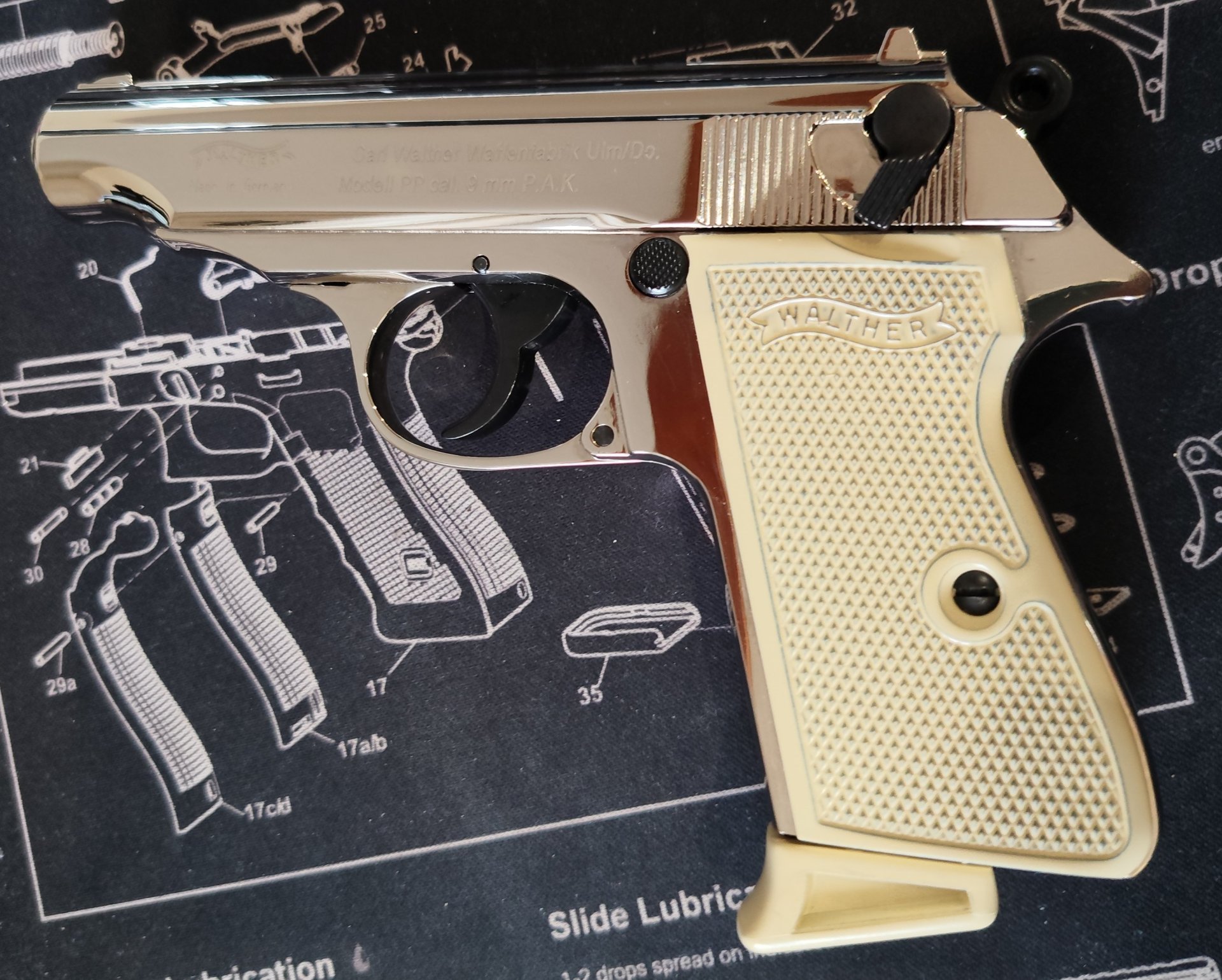 Walther PP 9mm P.A.K. Chrome/Elfenbein – Bild 2