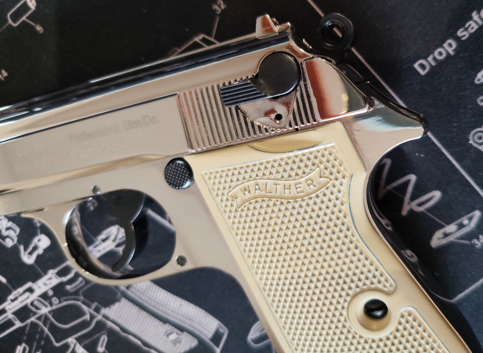 Walther PP 9mm P.A.K. Chrome/Elfenbein – Bild 4