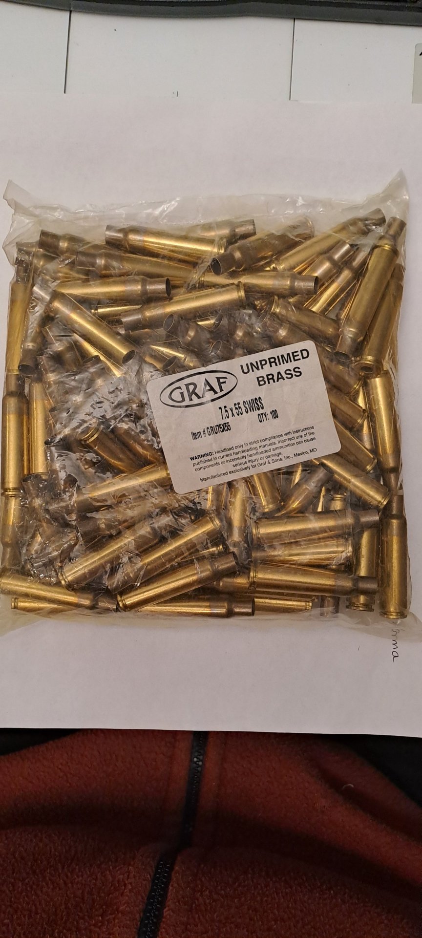 7,5x55 Swiss Hülsen neu 100 Boxerzündung – Bild 1