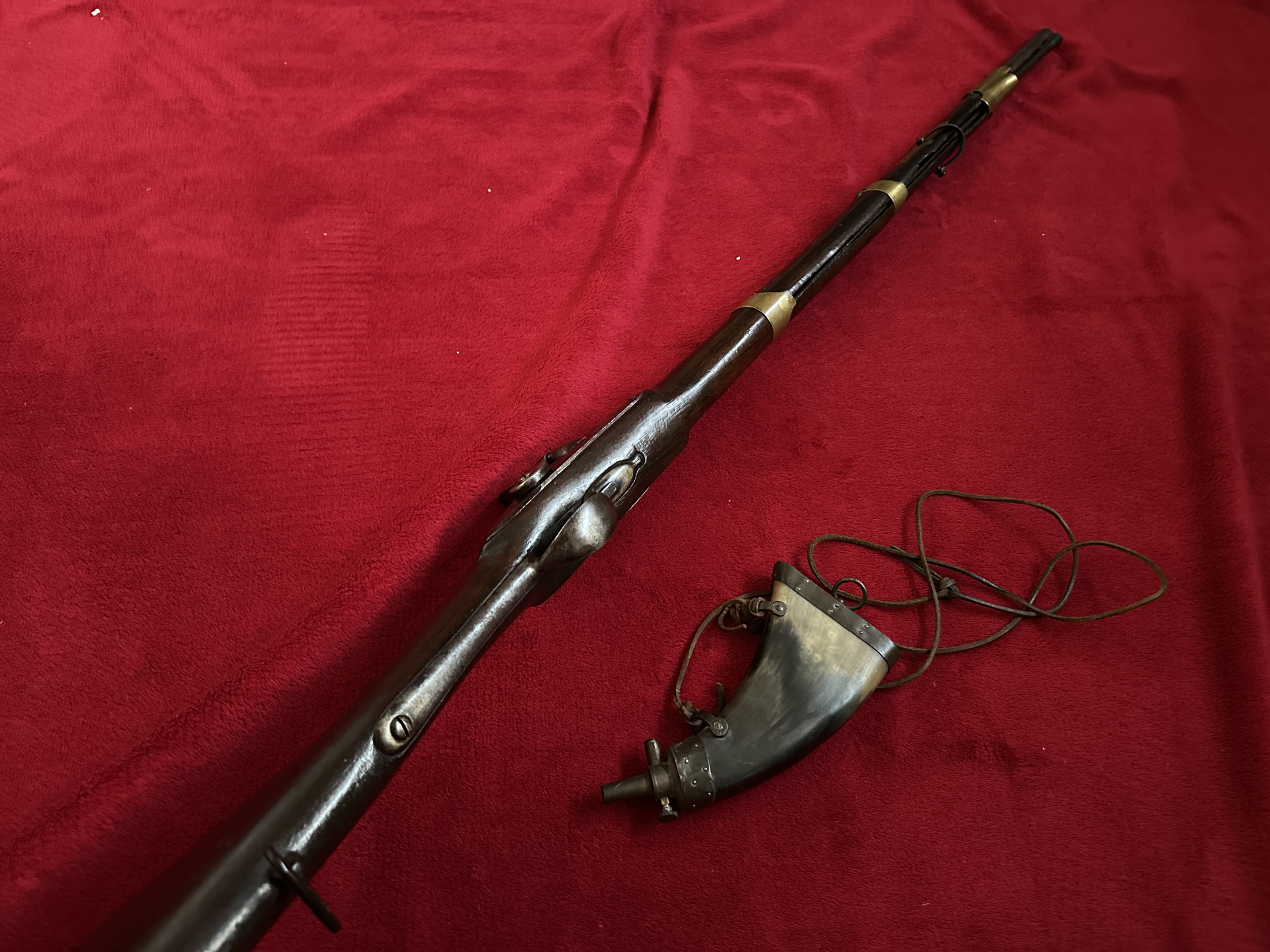 ==>Schwere antike VL-Büchse um 1800 aus Sammlung -Cal.19 mm selten so komplett +Pulverflasche 1.2m ! – Bild 3