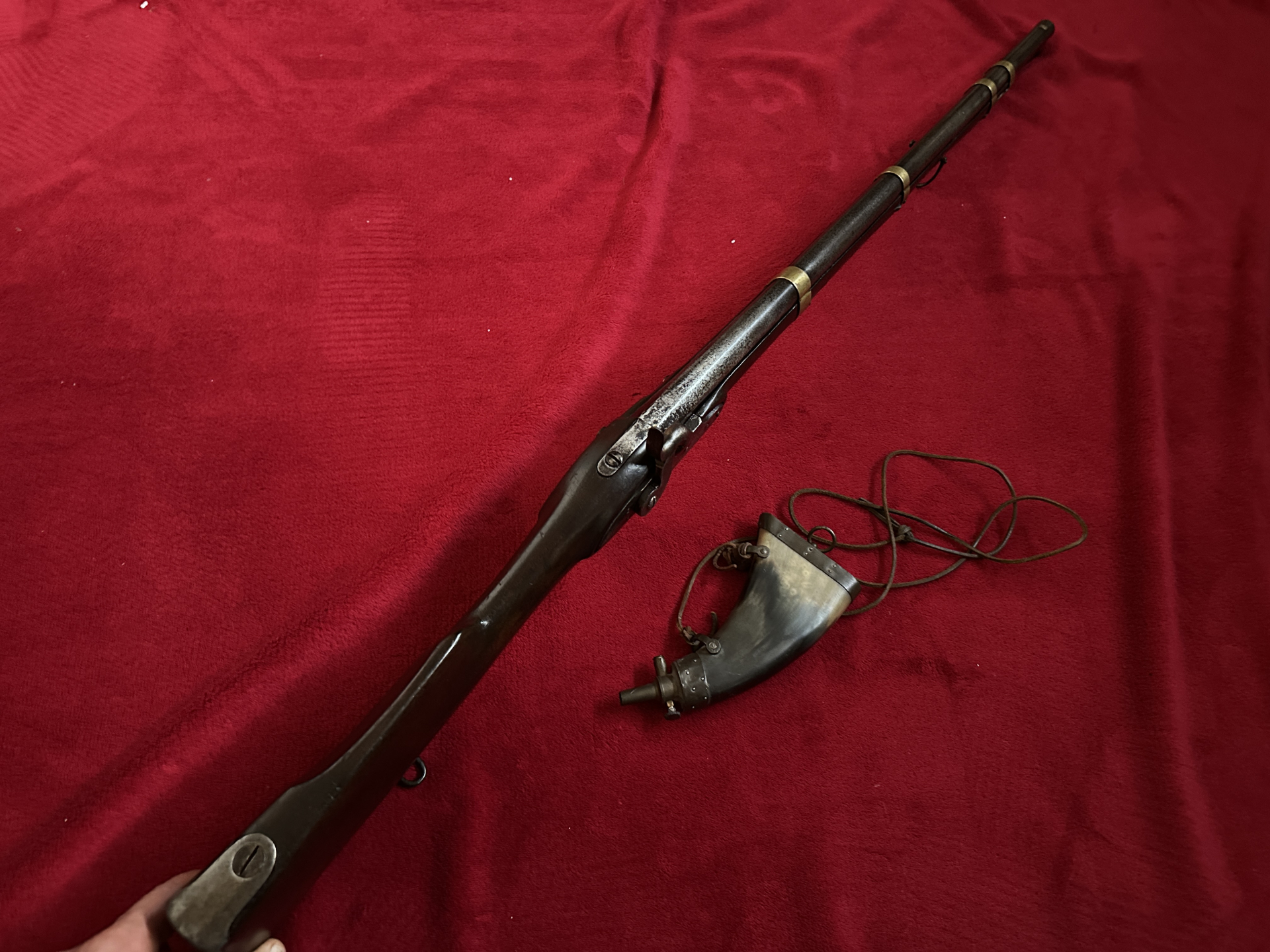 ==>Schwere antike VL-Büchse um 1800 aus Sammlung -Cal.19 mm selten so komplett +Pulverflasche 1.2m ! – Bild 4