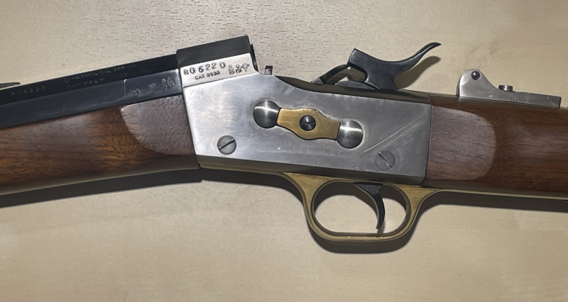 Pedersoli Rolling Block Einzellader Büchse .357 Magnum mit Dioptersockel und Schiebevisier – immagine 3