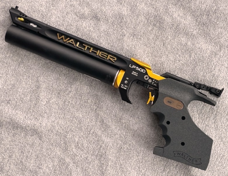 PRESSLUFTPISTOLE WALTHER LP500-E "SONDERDESIGN GOLD" - "MEISTERMANUFAKTUR" - "ELEKTRONISCHER ABZUG" – Bild 2