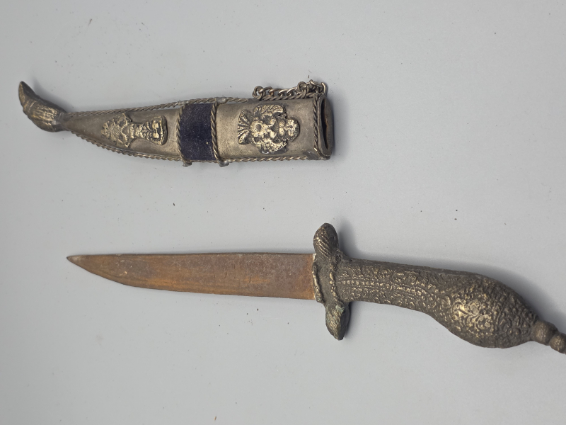 Orientalischer Dolch Kandschar Antik Stil Messing Sammler Deko Klein – Bild 3