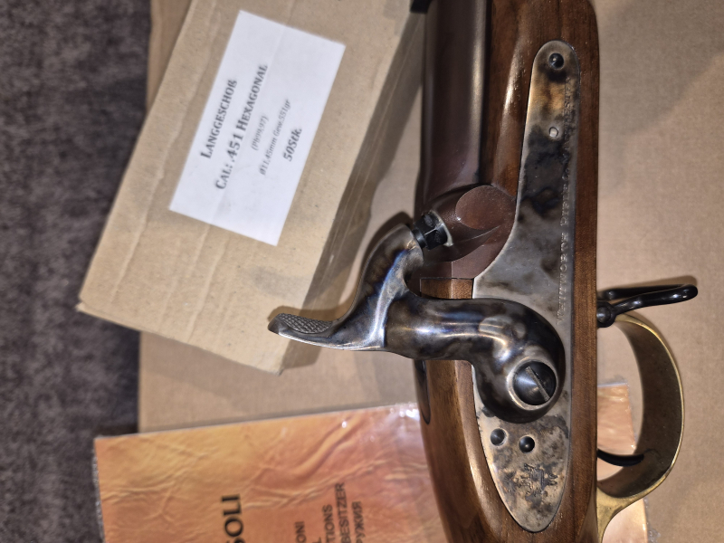 Vorderladergewehr Perkussion Pedersoli Withworth Kal. 451 mit Kokille Hexagonal und OVP – Bild 2