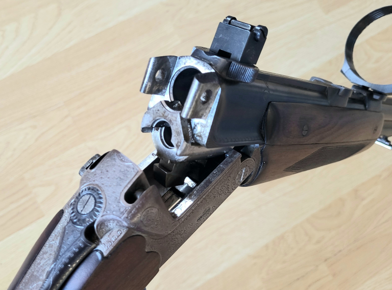 BÜHAG Suhl Bockbüchsflinte BBF 16/70 & 7x65R mit SEM Vorderring 62mm Vorderfuß für EAW Ring etc – stampa 4