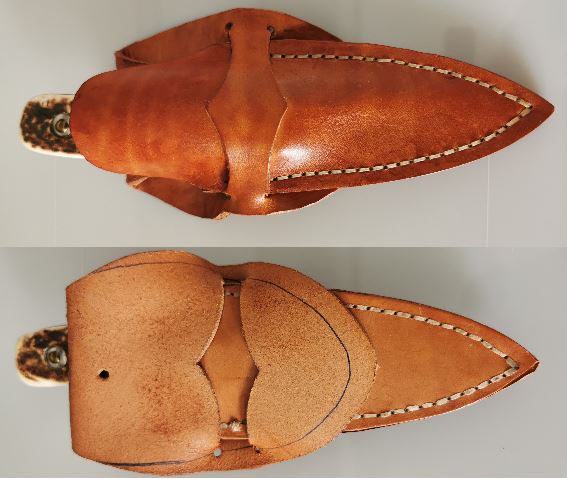 Linder 440 kleines Jagdmesser Hirschhorngriff mit spezieller Lederscheide – Bild 2
