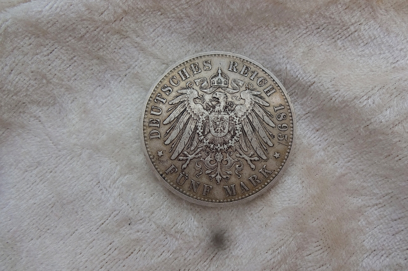 orig. Silbermünze "FÜNF MARK" Wuerttemberg 1895 – obrázek 2