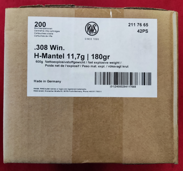 RWS .308 Win. H-Mantel HMK 11,7g | 180gr - 200 Schuss inkl. Versand – Bild 3