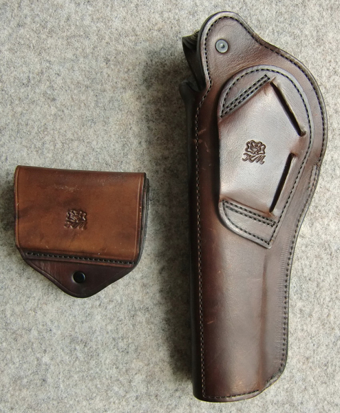 CROSS-DRAW GÜRTELHOLSTER AUS LEDER FÜR REV. BIS 6", INCL. PATRONENETUI, AB 1,--EUR STARTGEBOT! – Bild 2