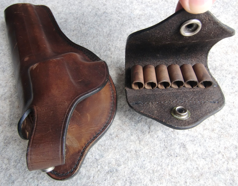 CROSS-DRAW GÜRTELHOLSTER AUS LEDER FÜR REV. BIS 6", INCL. PATRONENETUI, AB 1,--EUR STARTGEBOT! – Bild 3