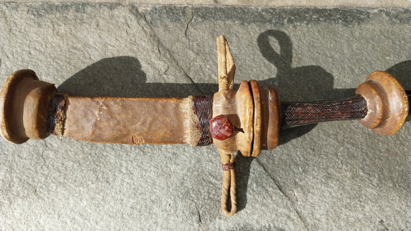 Antiker afrikanischer Manding-Dolch – Handgearbeitete Leder-Scheide, Ethno/Militaria Rarität – billede 5