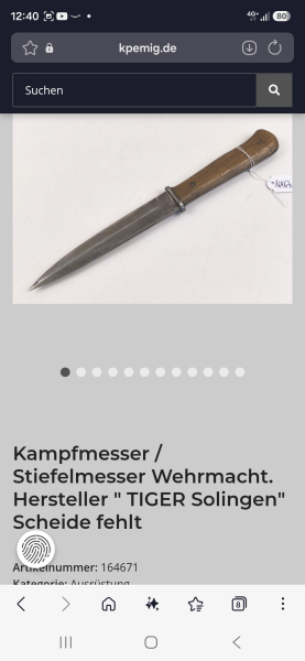Orginal Infanteriemesser 42 Tiger Solingen – εικόνα 4