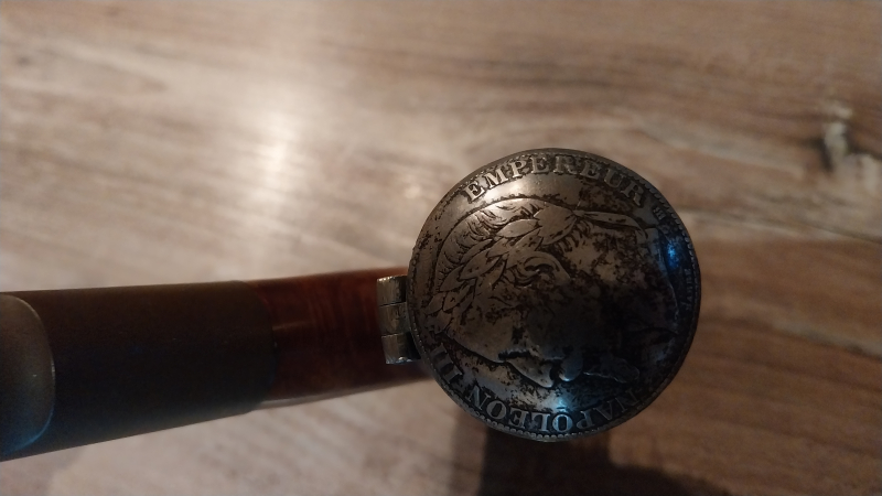 Historische Gesteckpfeife / Jägerpfeife mit Münzdeckel „Napoleon III Empereur“Rarität – Sammlerstück – stampa 4