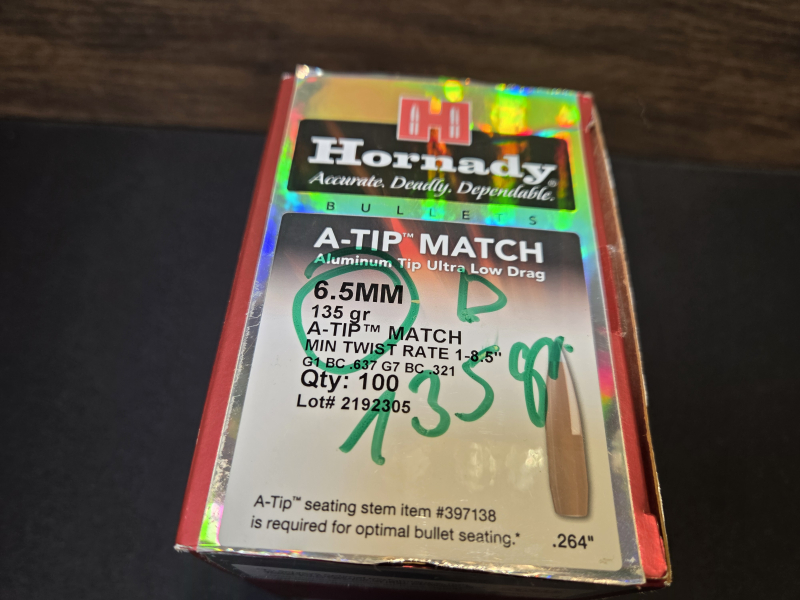 Geschosse Hornady A-Tip Match 135 Grain #26179 - 6,5 mm / .264 - 100 Stk. – Bild 2