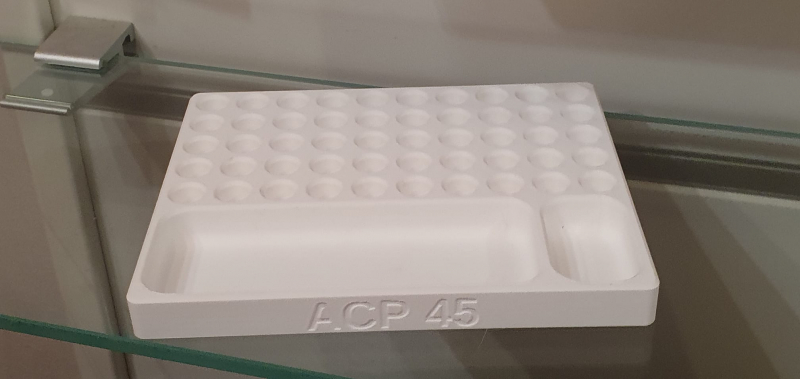 Ladebrett für ACP 45 mit Fächer für Geschosse und Zündhütchen – Bild 6