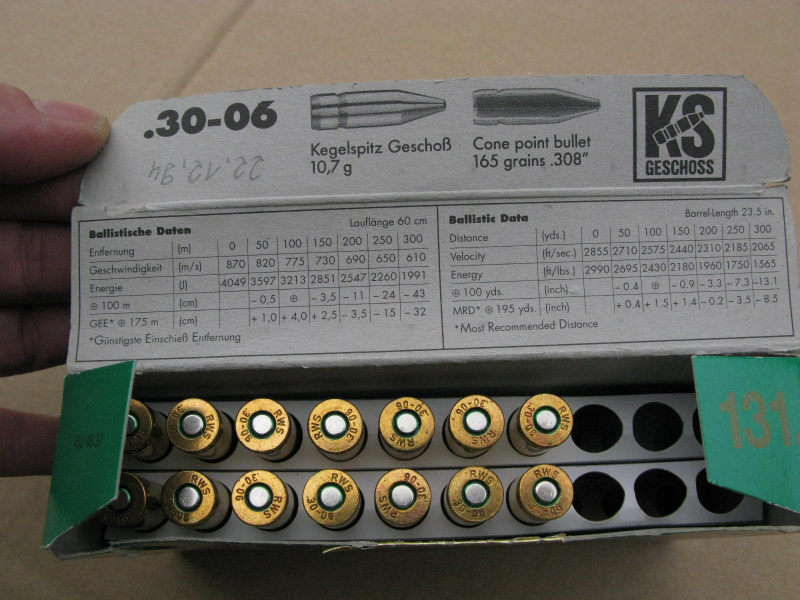 .30-06 Springfield RWS Jagdpatronen T Mantel, KS Geschoss kleine Restmenge 34 Schuss – obrázek 2