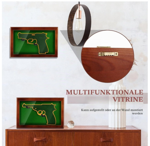 Präsentationsvitrine für eine Pistole zum befestigen an der Wand oder zum aufstellen – bild 3
