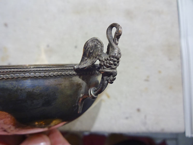 Sterling 925 antike Silberschale mit Schwanenhenkel – Bild 6