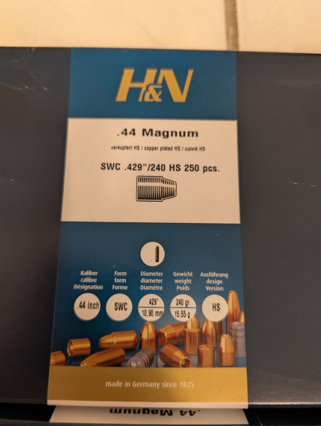 1000 Stk. H&N .44 Magnum Geschosse / .429 240gr SWC HS – Bild 2