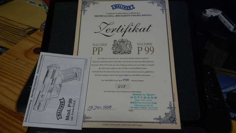 Schreckschuß Pistole Walther P99 Special Edition James Bond /9mm Knall PTB 637 Nagelneu aus Sammlung – Bild 2