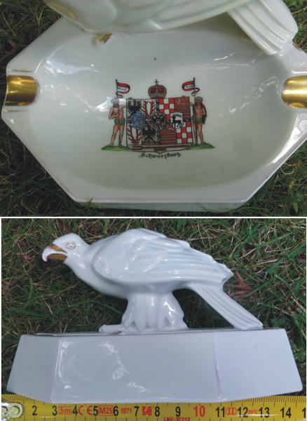 Porzellan-Aschenbecher mit Adler & Schwarzburger Wappen – Bild 3