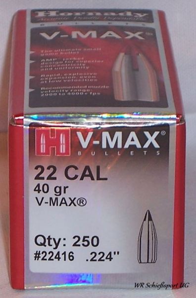 250St. HORNADY .22(.224) - 40 - V-MAX - #22416 – Bild 1