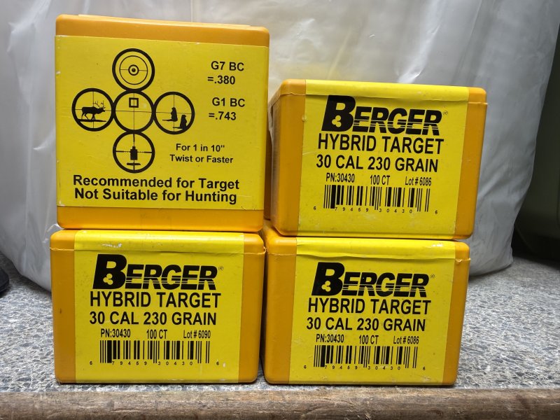 400 Stück Kaliber .30 Berger Geschosse Hybrid Target Gewicht 230 Grain – Bild 1