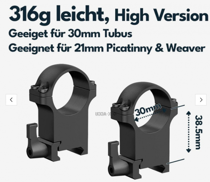 Vector Optics Hebel Stahl-Schnellmontage für 30mm Tubus, 21mm Picatinny/Weaver BH 23 mm – Bild 1