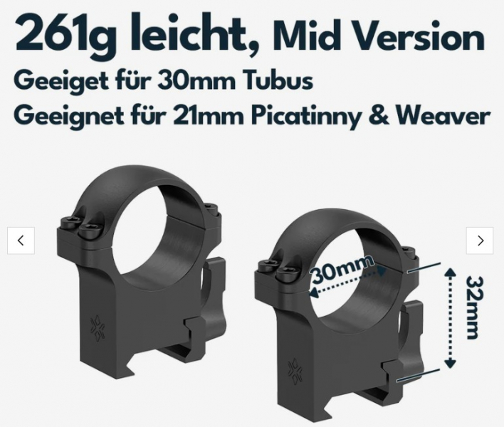 Vector Optics Hebel Stahl-Schnellmontage für 30mm Tubus, 21mm Picatinny/Weaver BH 17 mm – Bild 1