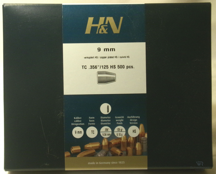 500 H&N 9mm(.356) - 125 - TC - verkupfert-HIGH-SPEED - 500er Box - – Bild 1