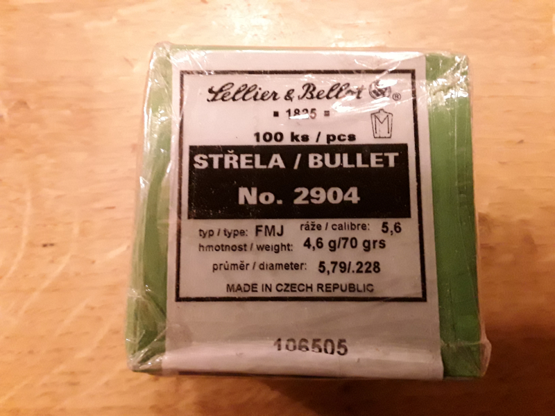 100 Geschosse S&B Kaliber 5,6mm Diameter. 228 70gr. FMJ – Bild 1